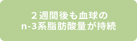 ２週間後も血球のn-3系脂肪酸量が持続（食事中のEPAがDHAに代謝）
