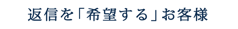 返信を「希望する」お客様